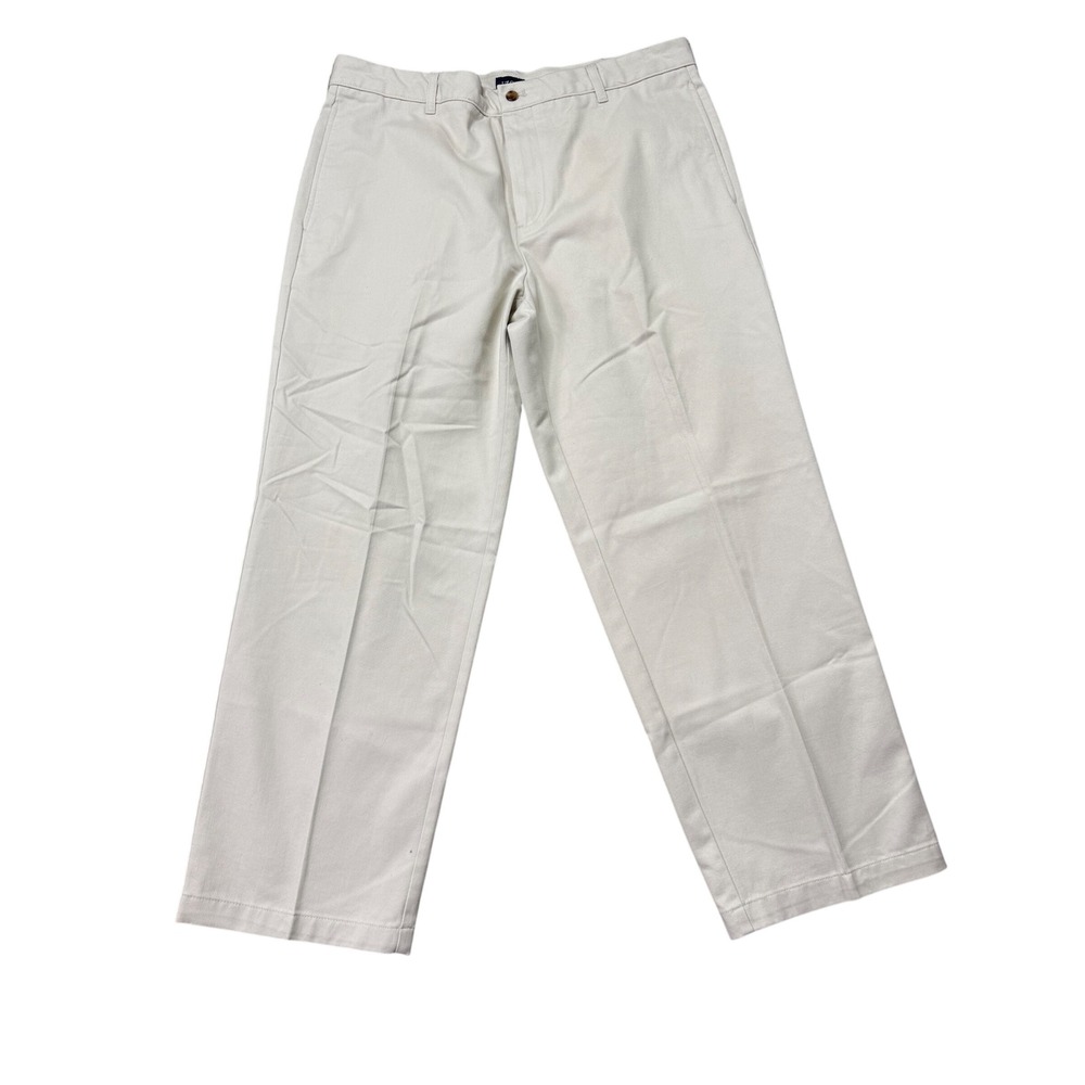 IZOD Chino Pants Mens 36x29 Oyster Beige New No Wrinkle Stain Free Flat Front